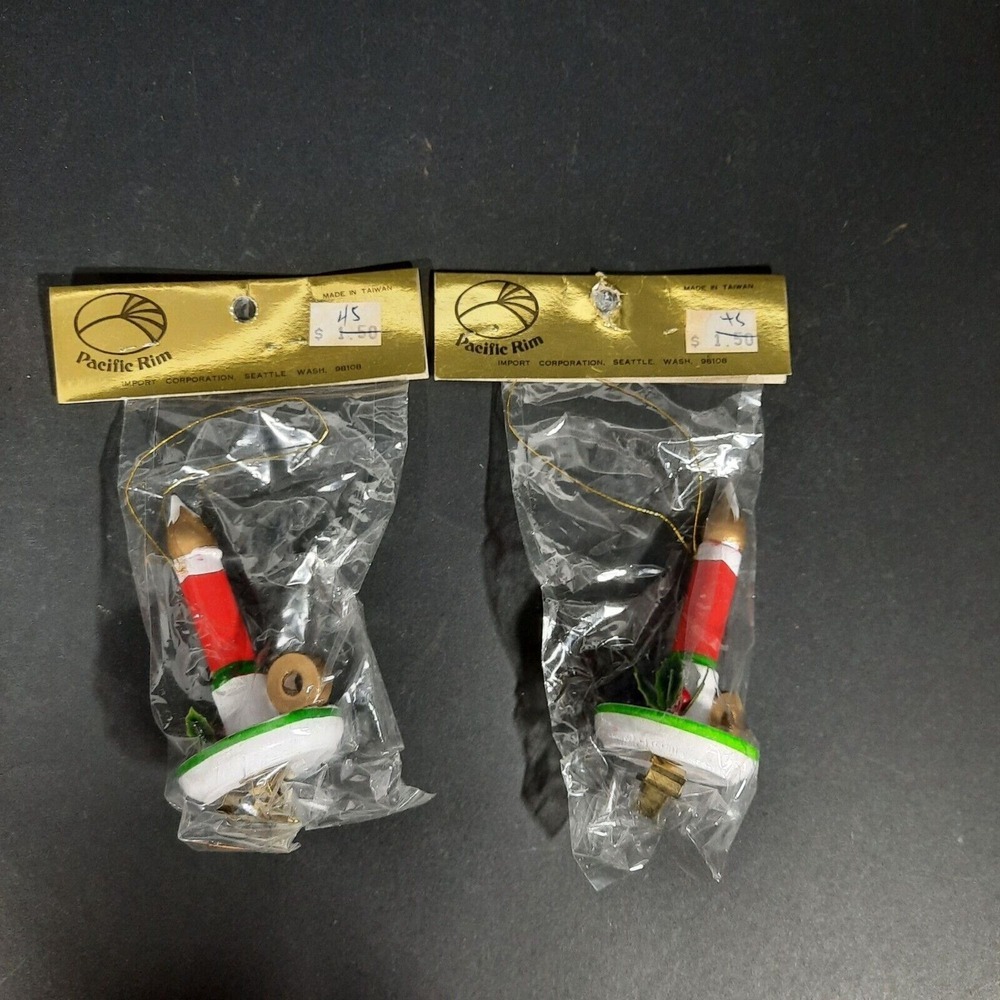 Vintage Pacific Rim Christmas Candle Ornaments NOS Set Of 2 Taiwan‎